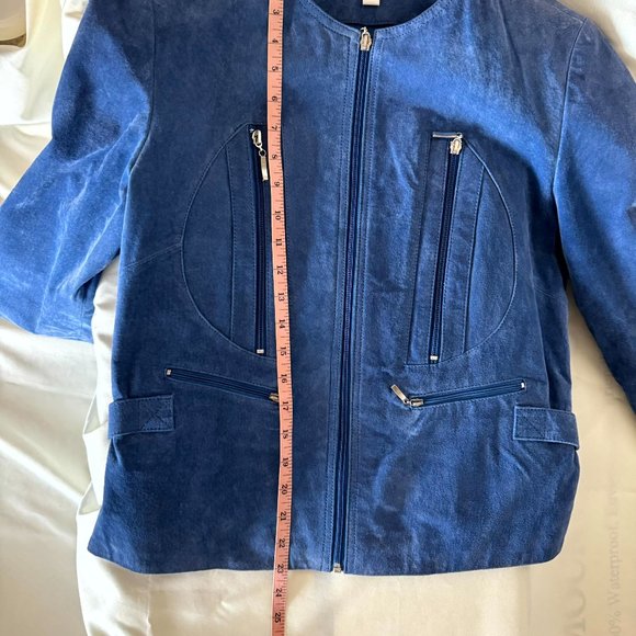 Blue suede leather jacket - Picture 4 of 8